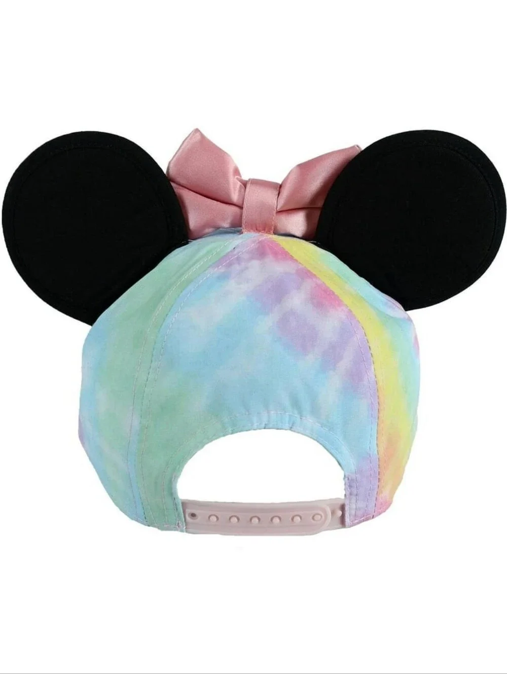 Disney Minnie Mouse Adult Tie-Dye SnapBack Ball Cap Hat Pink Satin Bow Ears NEW